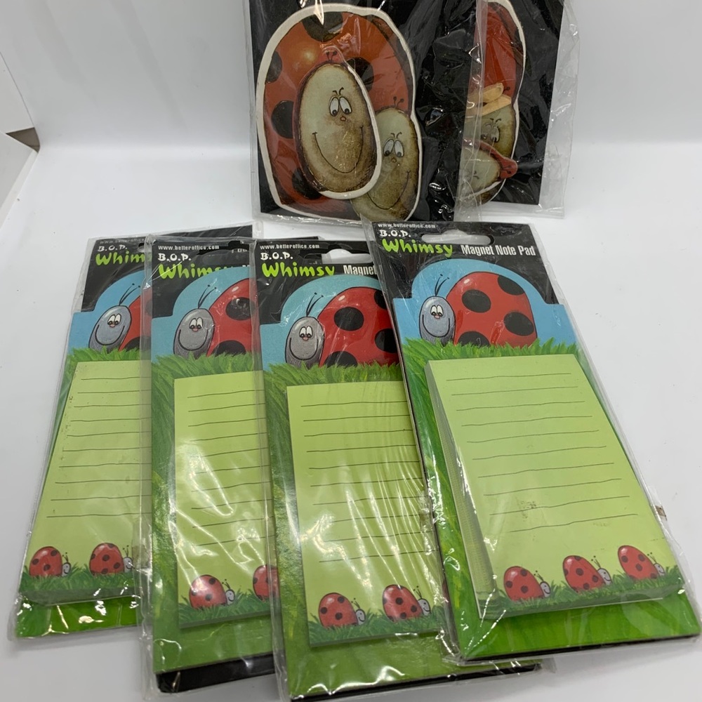 Magnet Note Pads & Magnetic Clips Lot B.O.P. Whimsy  LADYBUGS